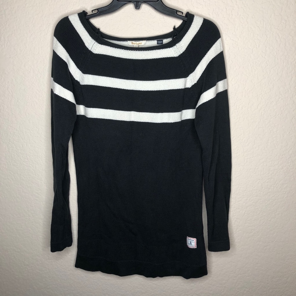 Barbour Black White Striped Long Sleeve Sweater